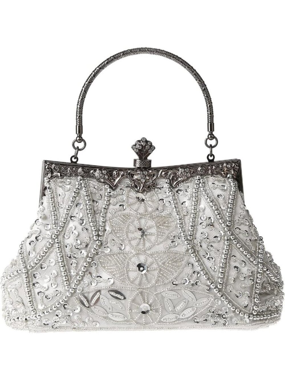 Vintage Floral Beaded Clutch Bag | Rhinestone Embroidery Crossbody Evening Purse